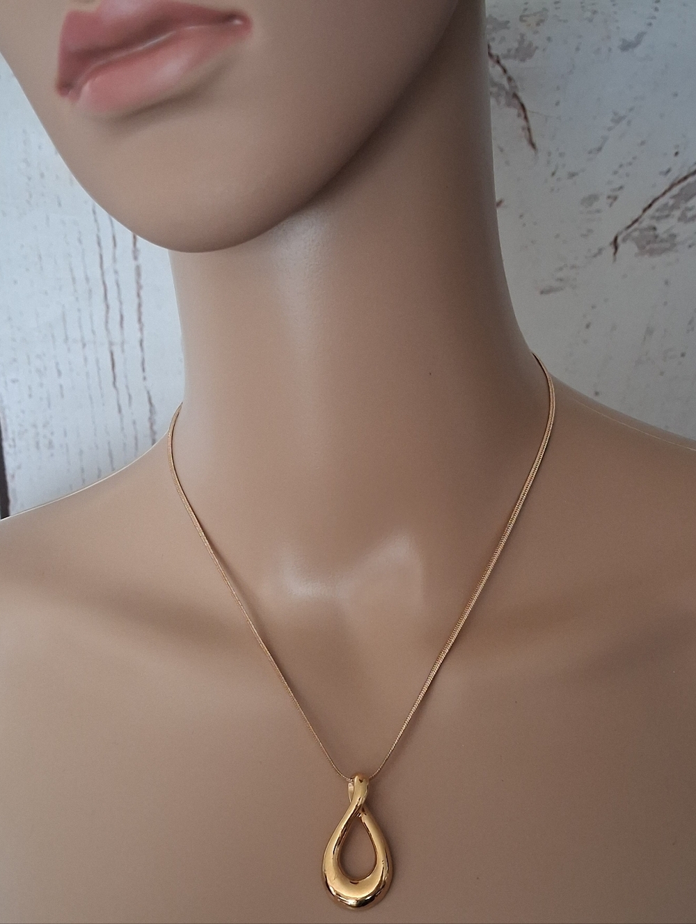 Lia Sophia Goldtone Teardrop Pendant Necklace On Mini Herringbone Chain